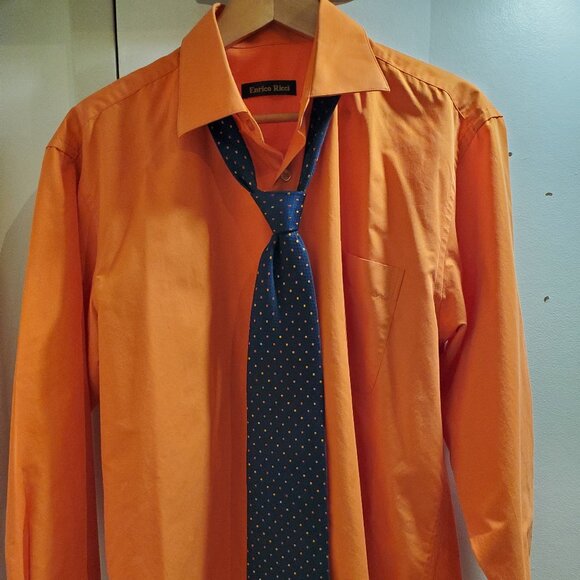 Enrico Ricci Mens Dress Shirt Long Sleeve With Matching Hilary Radley Tie. - Picture 1 of 5